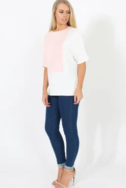 Rebellious Fashion White Panel T-Shirt - Aimee