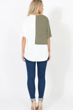 Rebellious Fashion White Panel T-Shirt - Aimee