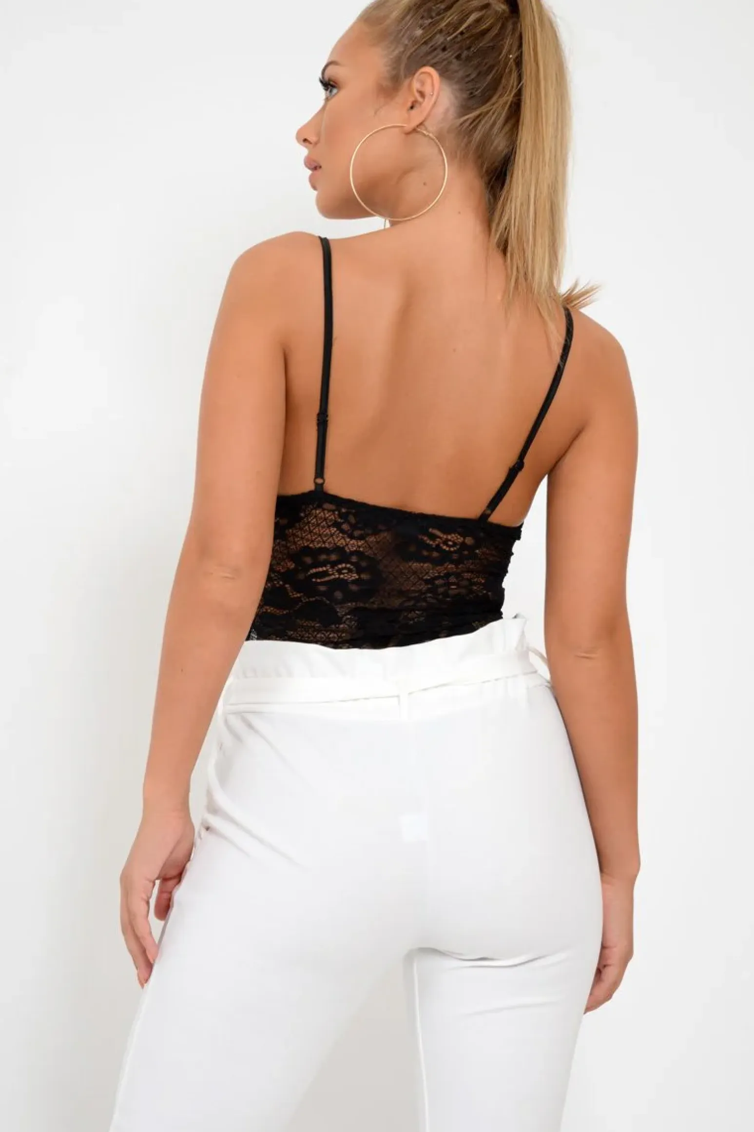 Rebellious Fashion White Paper Bag Tie Waist Cigarette Trousers - Karmen