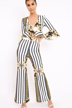Rebellious Fashion White Pattern Print Co-ord -Hasna