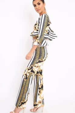 Rebellious Fashion White Pattern Print Co-ord -Hasna