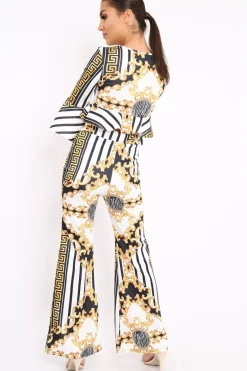 Rebellious Fashion White Pattern Print Co-ord -Hasna