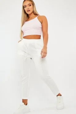 Rebellious Fashion White Piping Detail Woven Trouser - Laila