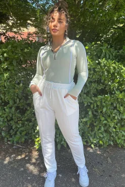 Rebellious Fashion White Piping Detail Woven Trouser - Laila