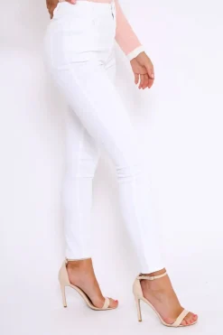 Rebellious Fashion White Plain High Waisted Skinny Jeans - Elliott
