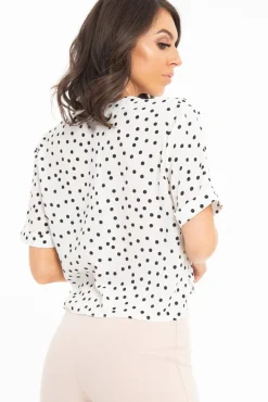 Rebellious Fashion White Plunge Button Up Crop Blouse - Mintie