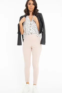 Rebellious Fashion White Plunge Button Up Crop Blouse - Mintie
