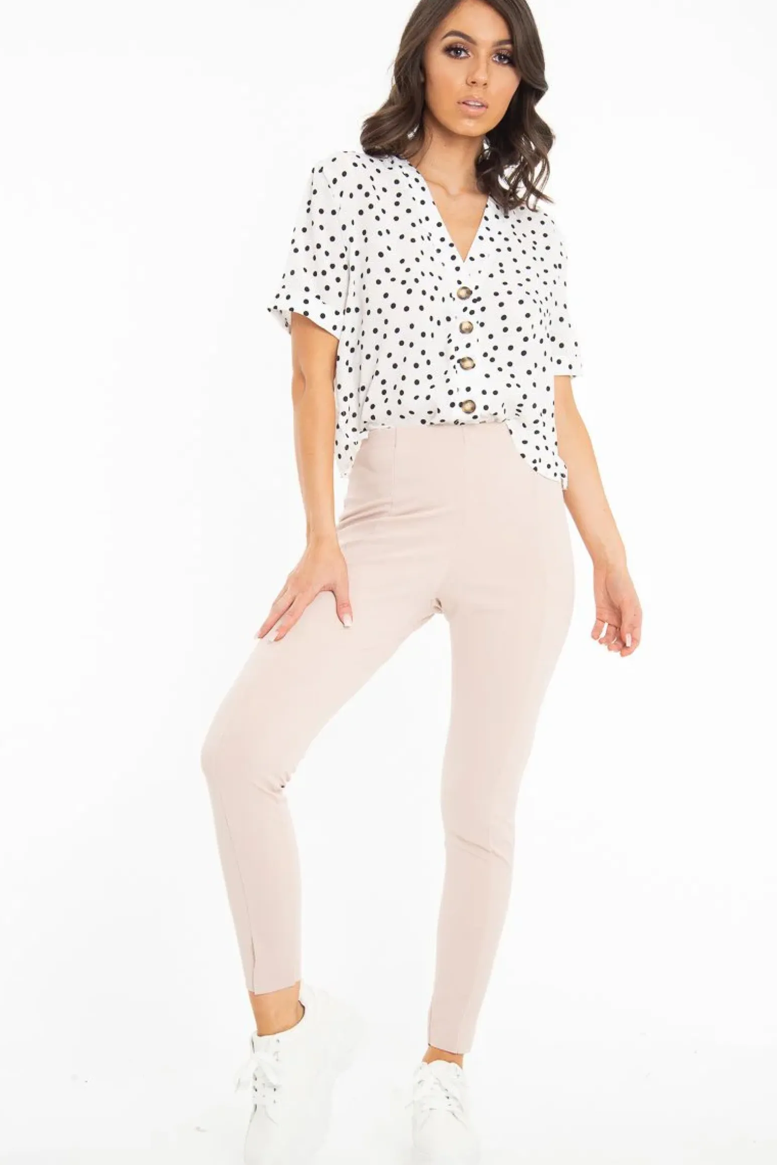 Rebellious Fashion White Plunge Button Up Crop Blouse - Mintie