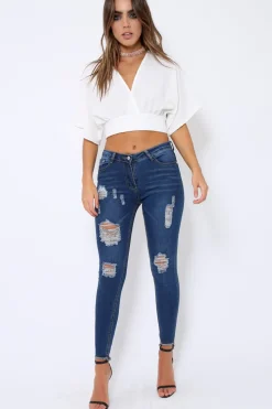 Rebellious Fashion White Plunge Crop Top - Suzanne