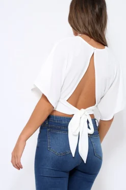 Rebellious Fashion White Plunge Crop Top - Suzanne