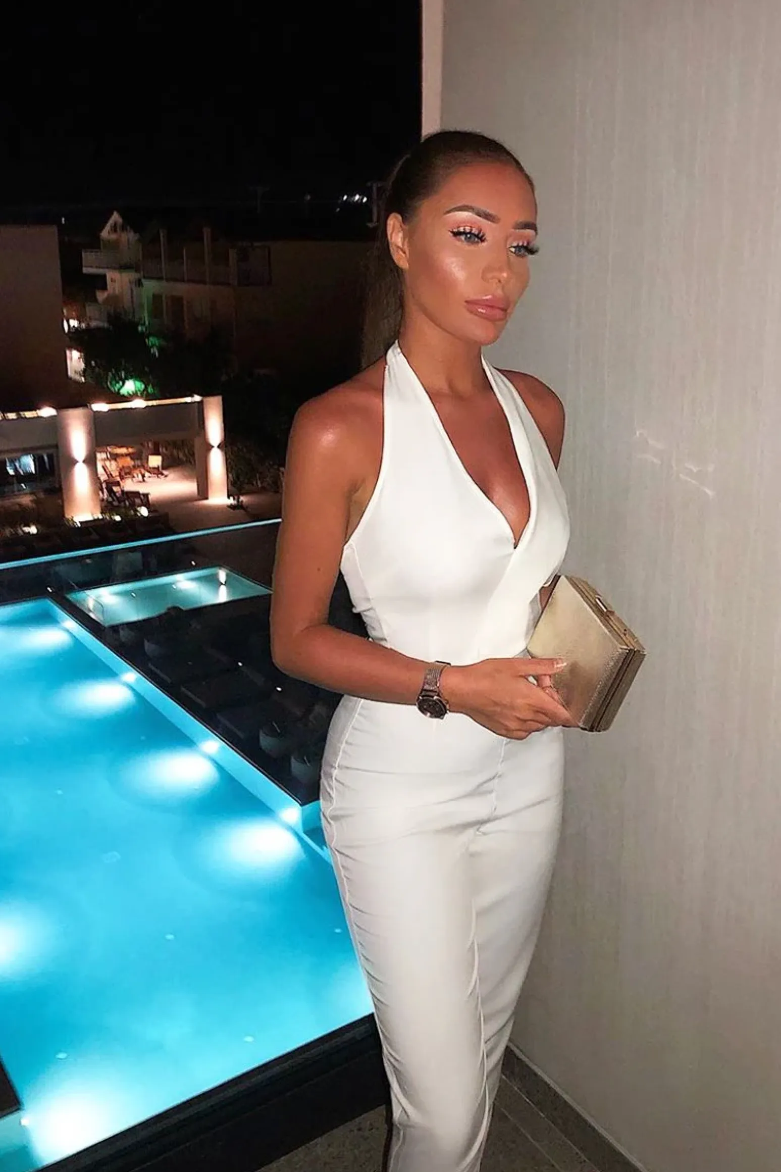 Rebellious Fashion White Plunge Front Belted Jumpsuit - Mykel