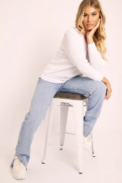 Rebellious Fashion White Plunge Neck Knit Jumper - Halie