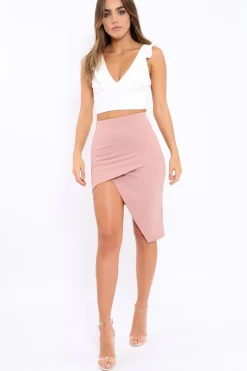 Rebellious Fashion White Plunge Ruffle Crop Top - Donetella