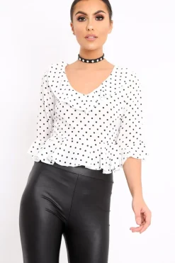 Rebellious Fashion White Polka Dot Crop Top - Alixandra