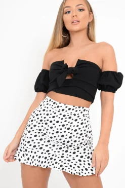 Rebellious Fashion White Polka Dot Frill Skirt - Colbie
