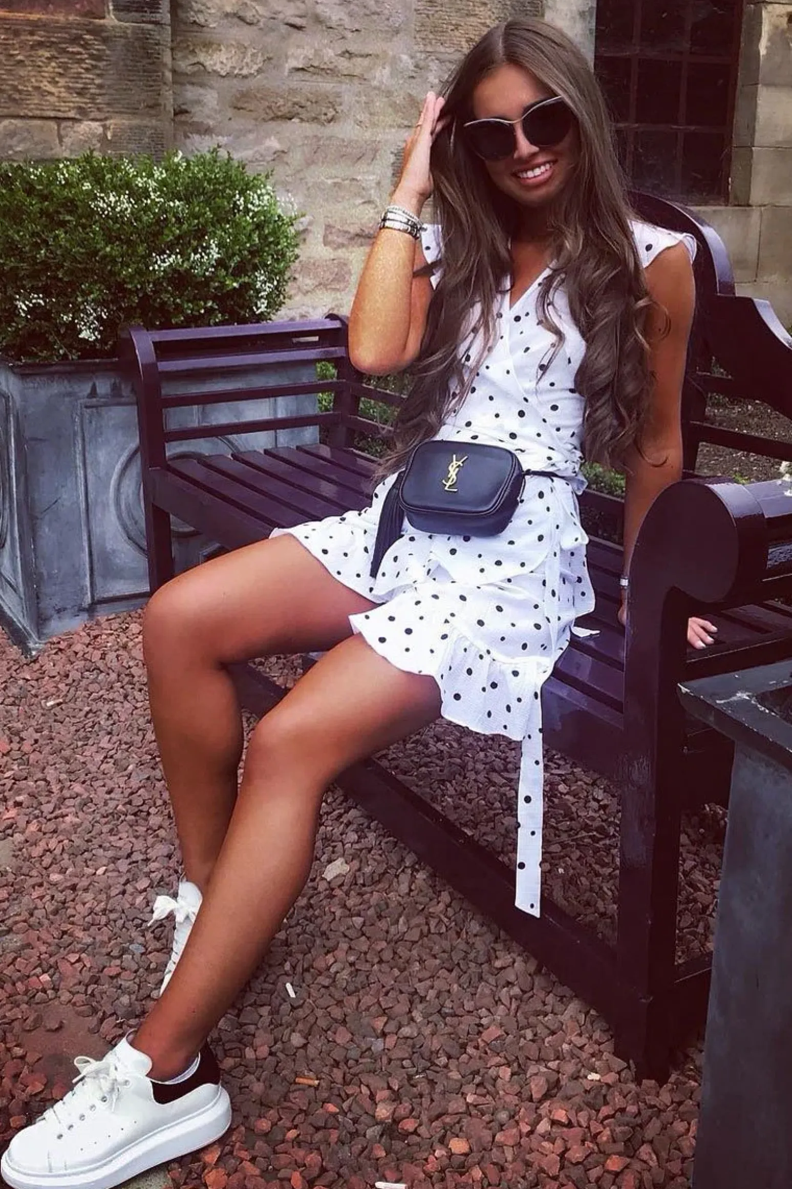 Rebellious Fashion White Polka Dot Wrap Over Frill Dress - Wisdom