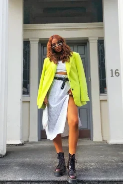 Rebellious Fashion White Polka Midi Skirt and Crop Top Co-ord - Viktoriya
