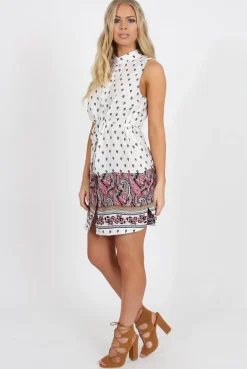Rebellious Fashion White Print Sleeveless Shirt - Britanny