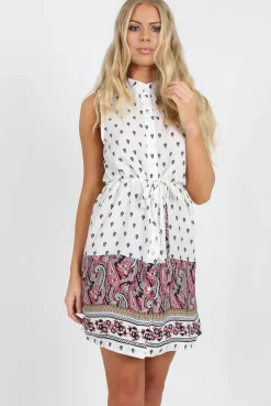 Rebellious Fashion White Print Sleeveless Shirt - Britanny