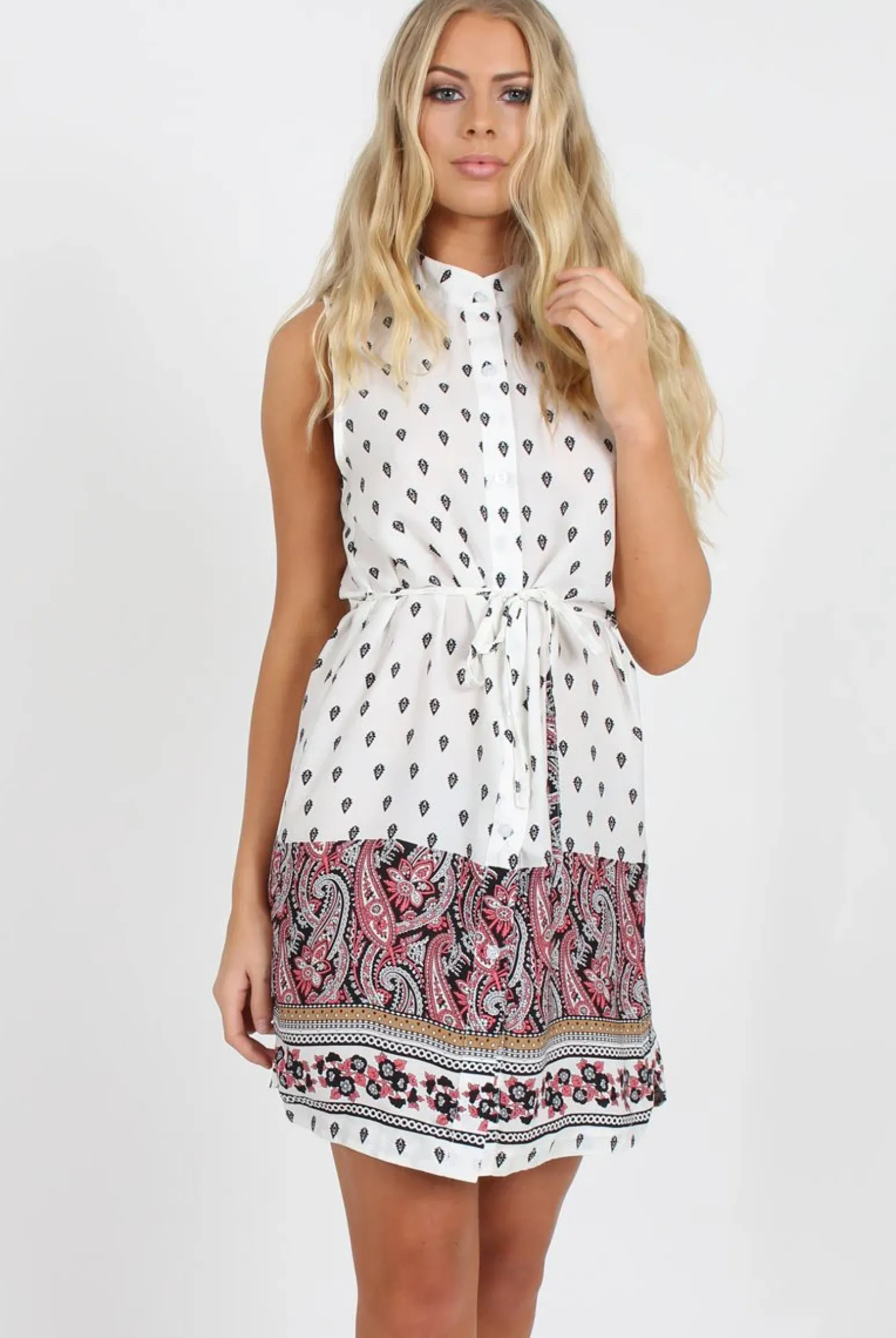 Rebellious Fashion White Print Sleeveless Shirt - Britanny