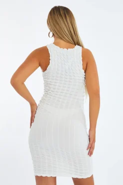 Rebellious Fashion White Puff Fabric Mini Dress - Dani