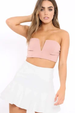 Rebellious Fashion White PU Frill Mini Skirt - Isa