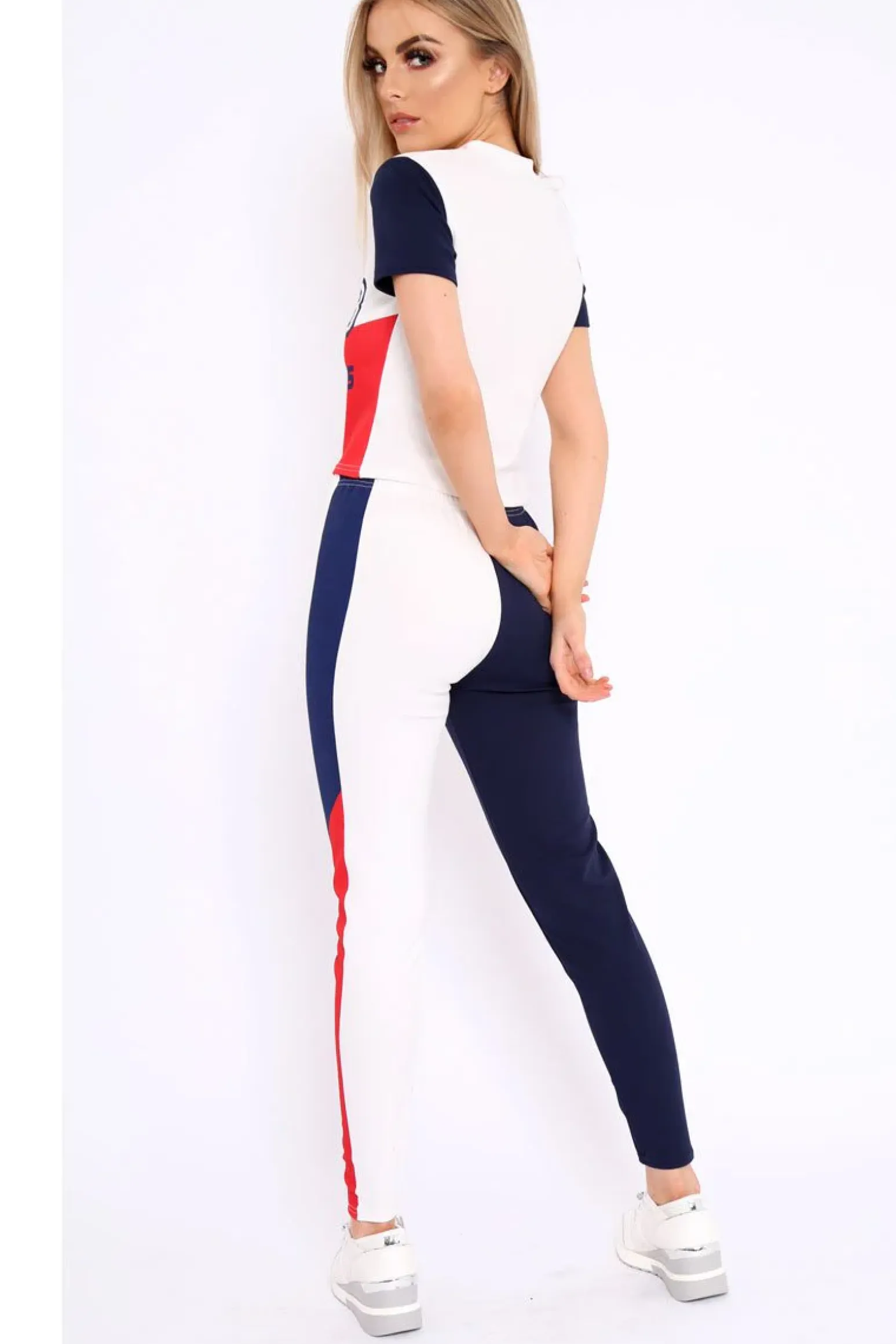 Rebellious Fashion White Red and Navy Racing Champion Co-Ord - Shanell
