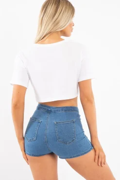 Rebellious Fashion White Red Limited Slogan Cropped T Shirt - Drew