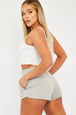 Rebellious Fashion White Ribbed Corset Racer Crop Top - Frida