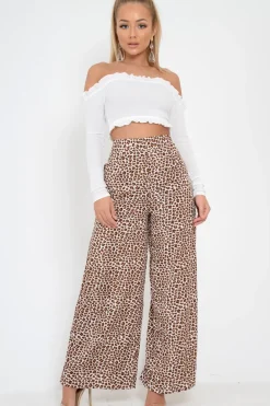 Rebellious Fashion White Ribbed Frill Bardot Crop Top - Cassidy