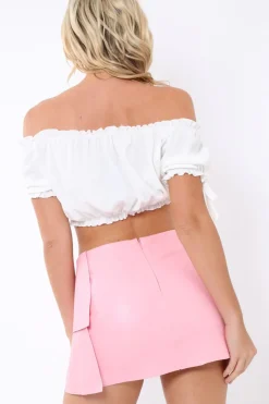 Rebellious Fashion White Ribbed Frill Gypsy Top - Maysia