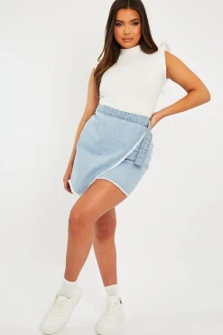Rebellious Fashion White Ribbed Frill Shoulder Crop Top - Khyla