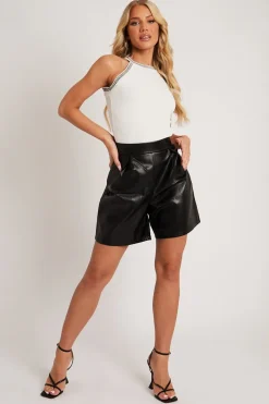 Rebellious Fashion White Ribbed High Neck Bodysuit - Allyanne