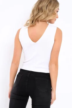 Rebellious Fashion White Ribbed Lace up Crop Top - Laylia