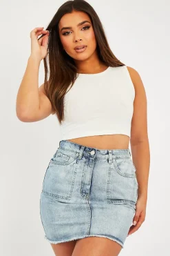 Rebellious Fashion White Ribbed Vest Cropped Top - Briza