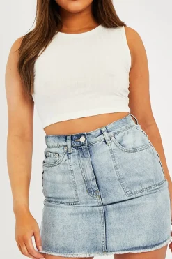 Rebellious Fashion White Ribbed Vest Cropped Top - Briza