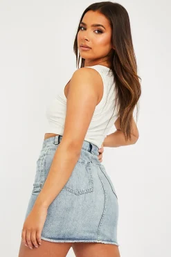 Rebellious Fashion White Ribbed Vest Cropped Top - Briza