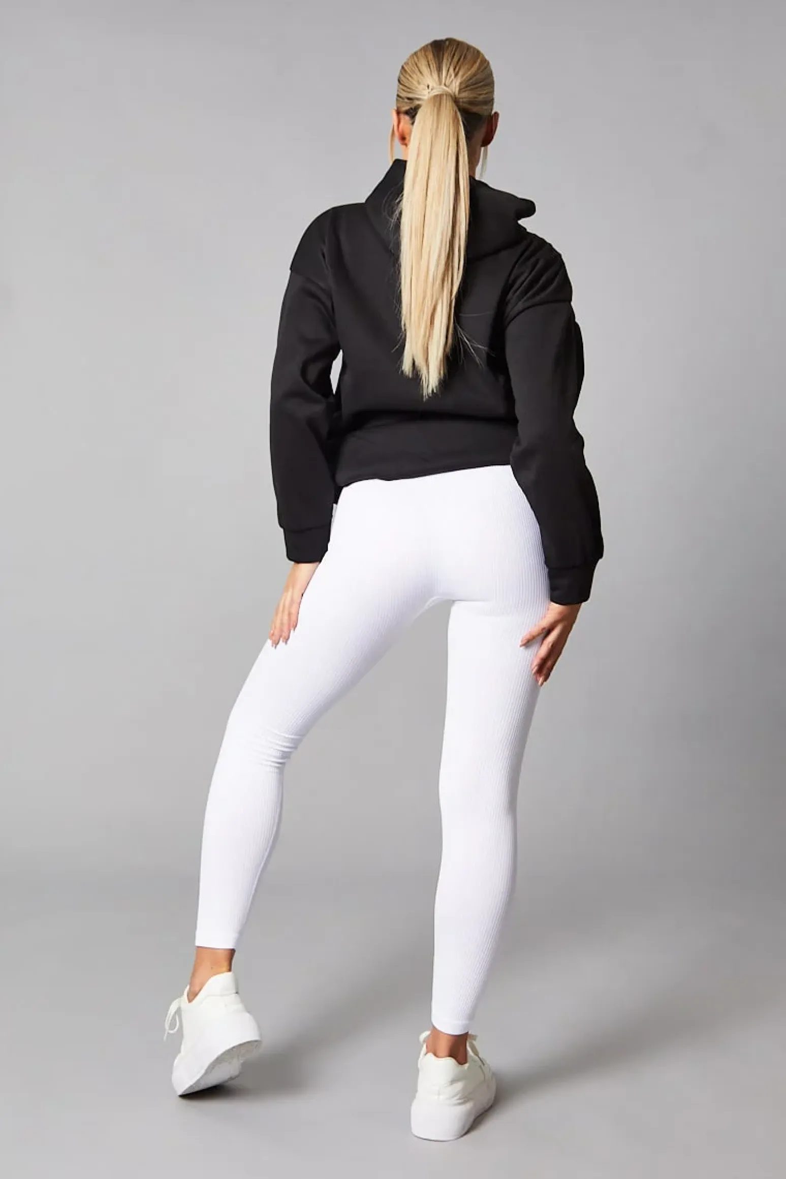 Rebellious Fashion White Rib Knit High Waisted Leggings - Ren