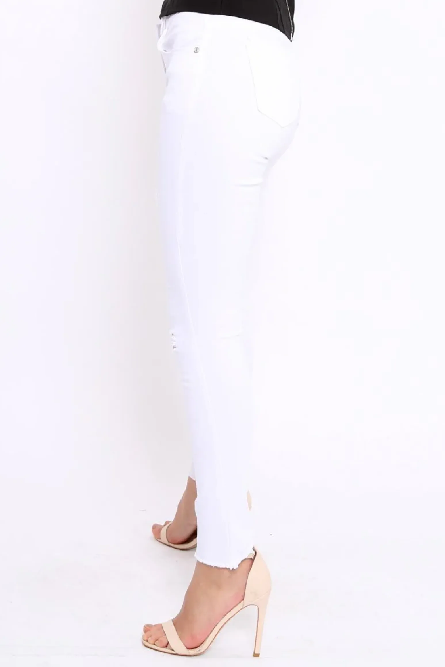Rebellious Fashion White Ripped Skinny Jeans - Addyson