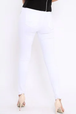 Rebellious Fashion White Ripped Skinny Jeans - Addyson