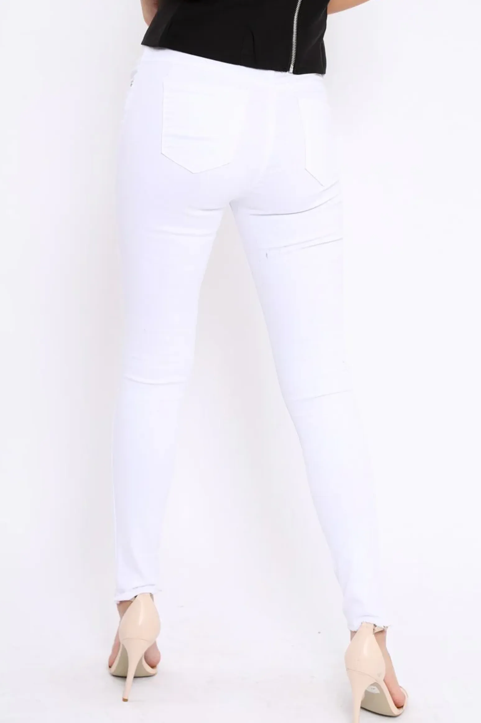 Rebellious Fashion White Ripped Skinny Jeans - Addyson