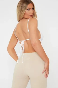 Rebellious Fashion White Ruched Backless Crop Top - Sanne