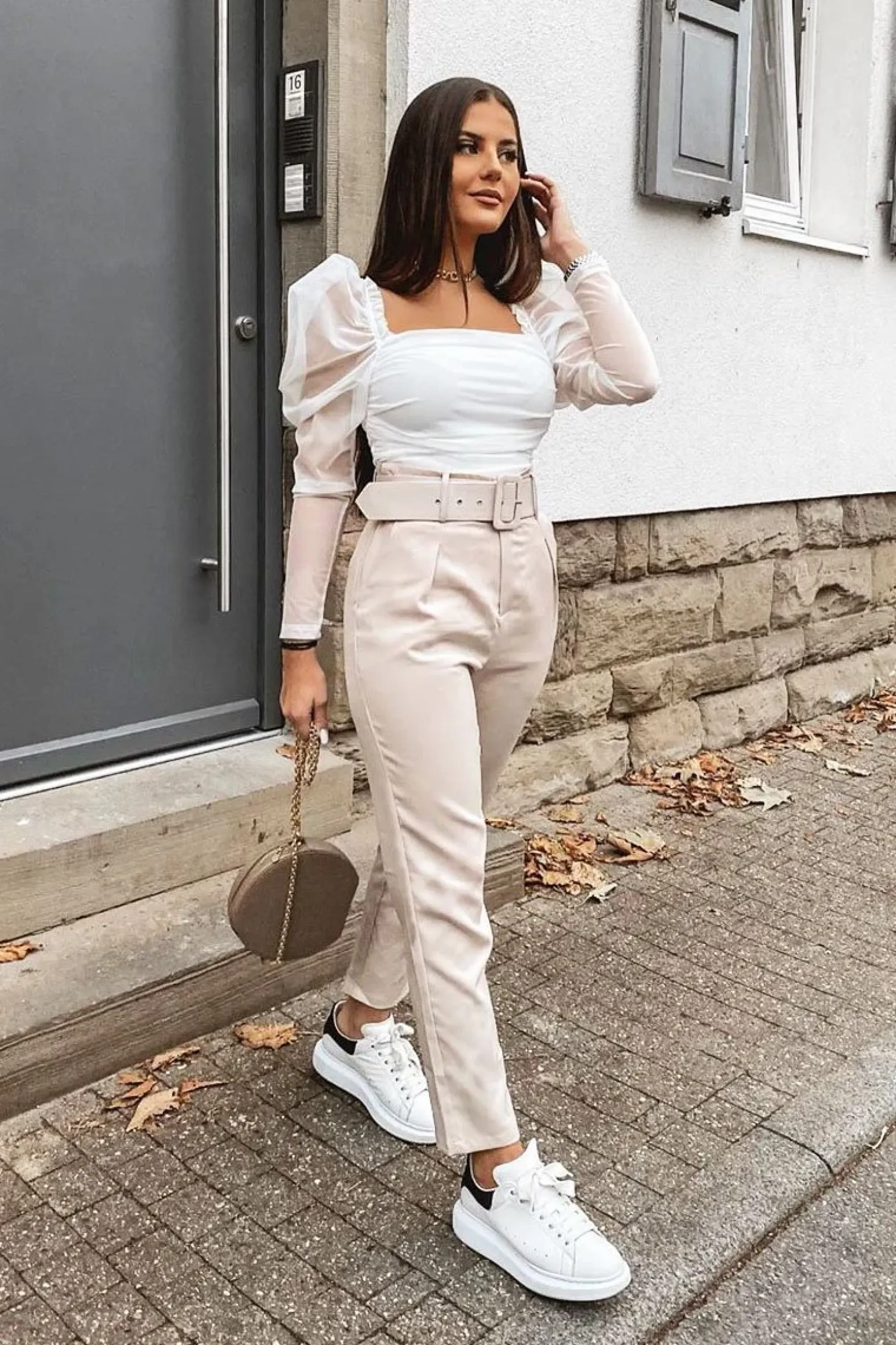 Rebellious Fashion White Ruched Body Mesh Sleeve Bodysuit - Amylee