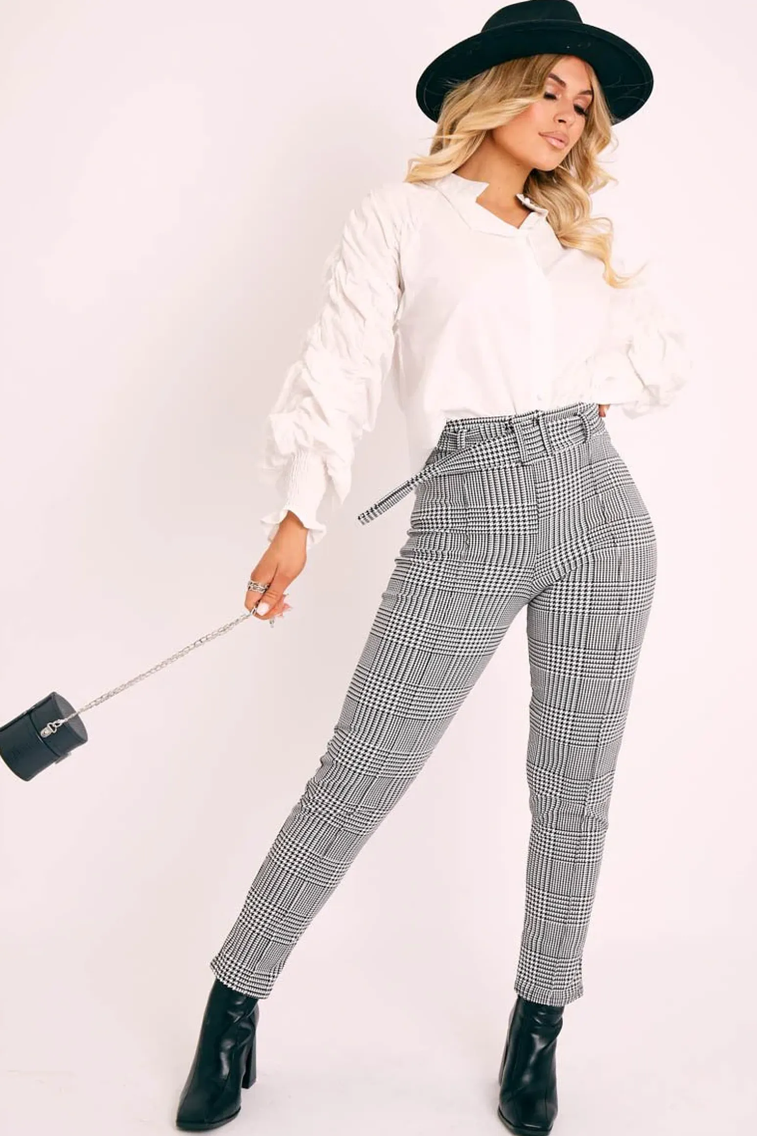 Rebellious Fashion White Ruched Sleeve Collarless Shirt - Sarah