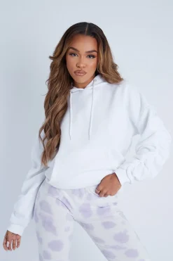 Rebellious Fashion White Ruched Sleeve Oversized Hoodie - Dezi