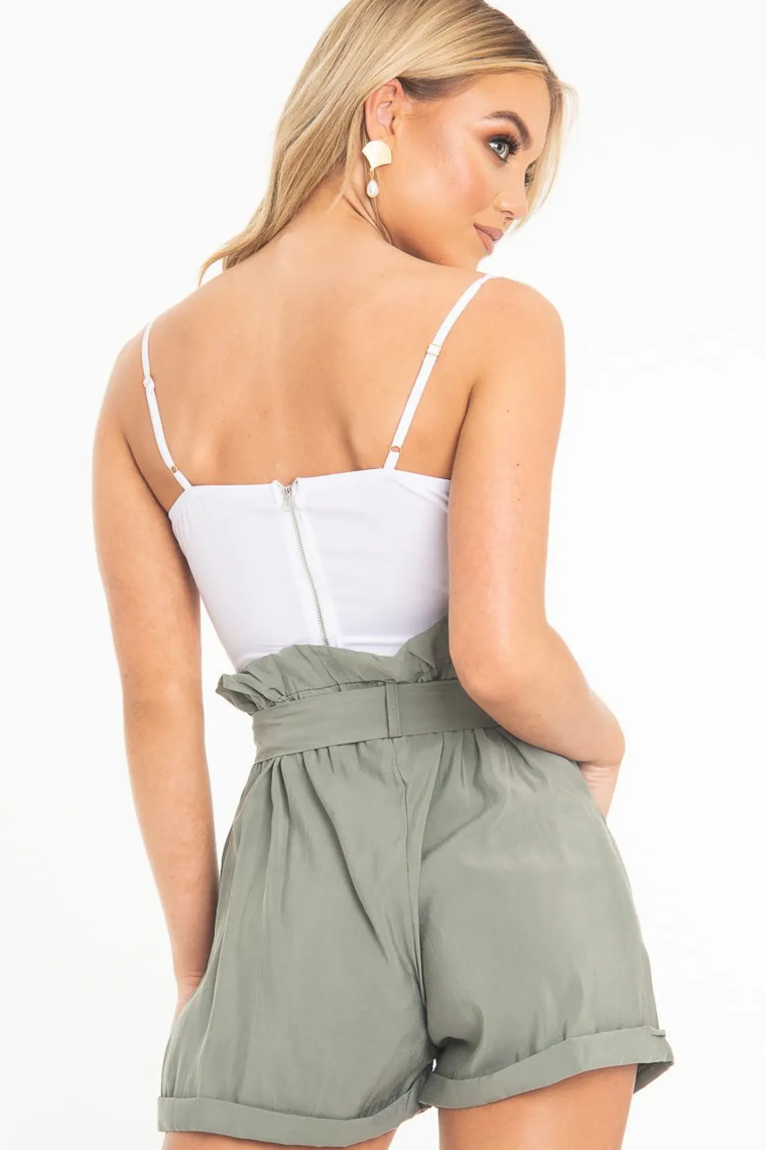 Rebellious Fashion White Ruffle Button Front Cup Detail Crop Top - Veronica