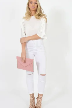 Rebellious Fashion White Ruffle Crop Top - Melanie