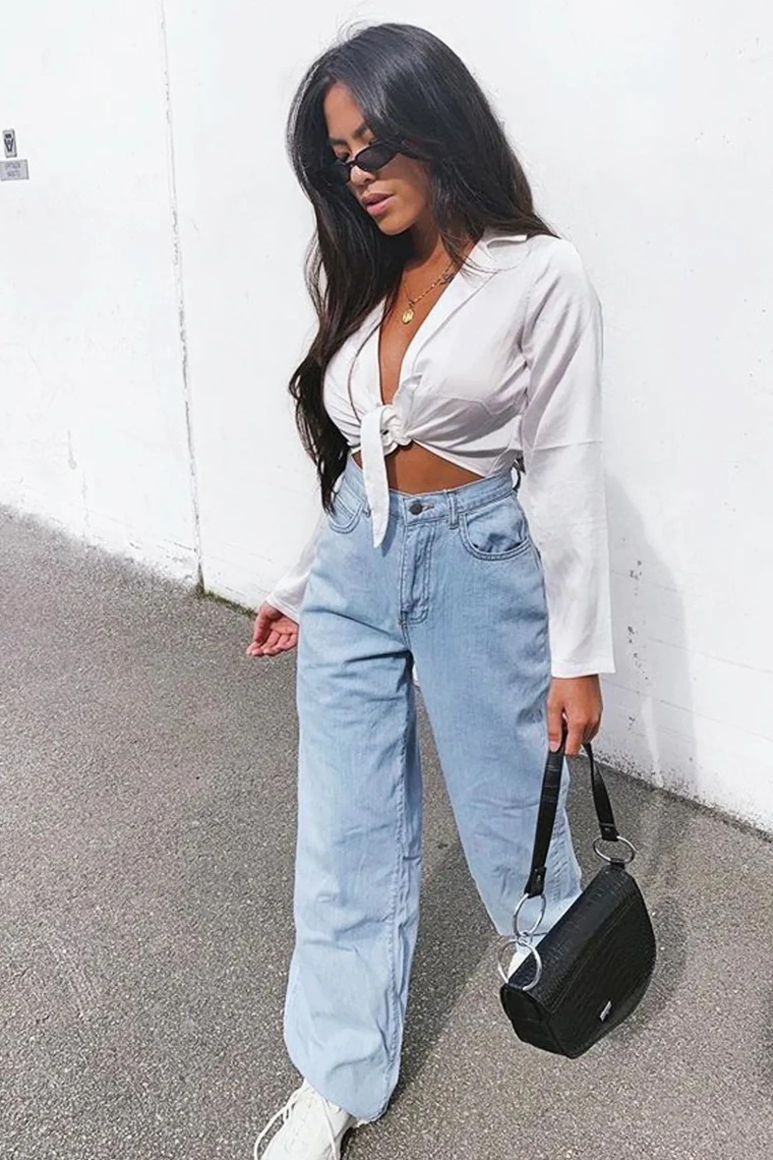 Rebellious Fashion White Satin Cut Out Tie Front Bodysuit -Ezabella