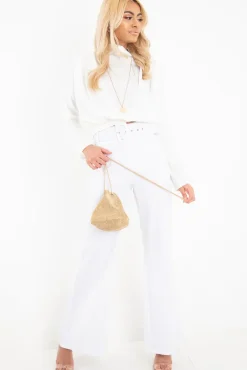 Rebellious Fashion White Satin Shoulder Pad Shirred Waist Blouse - Farida