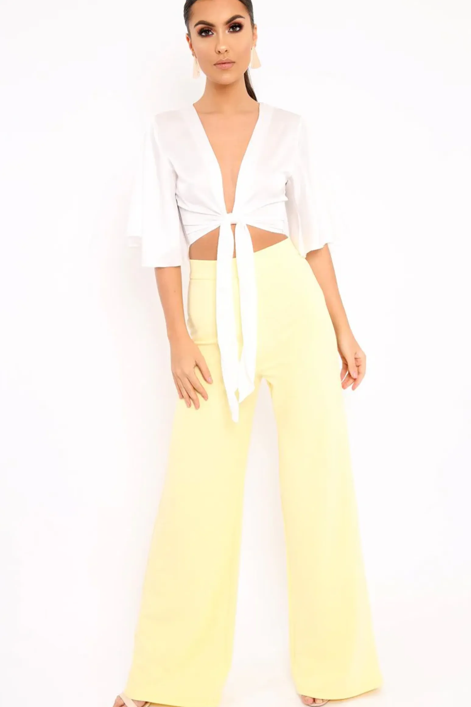 Rebellious Fashion White Satin Tie Crop Top - Alara